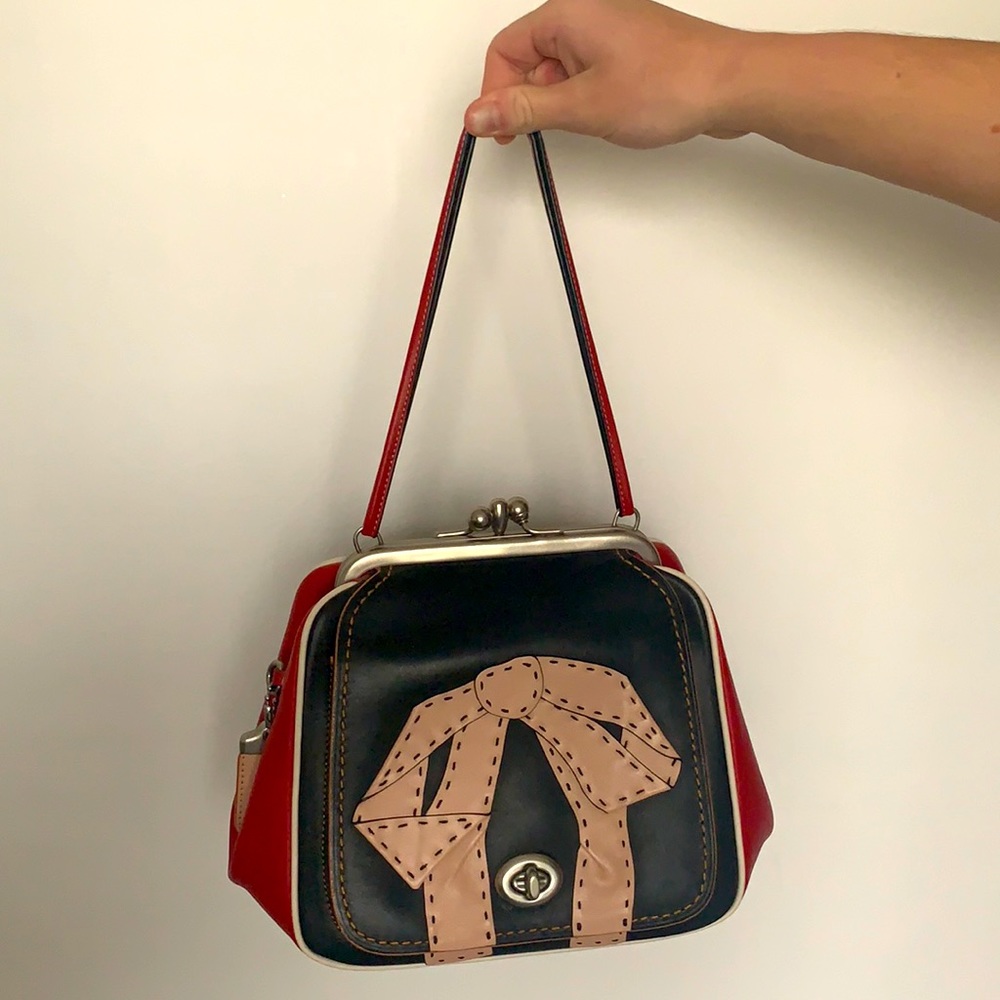 Coach Kisslock Frame Bag 26 With Bow Appliqué